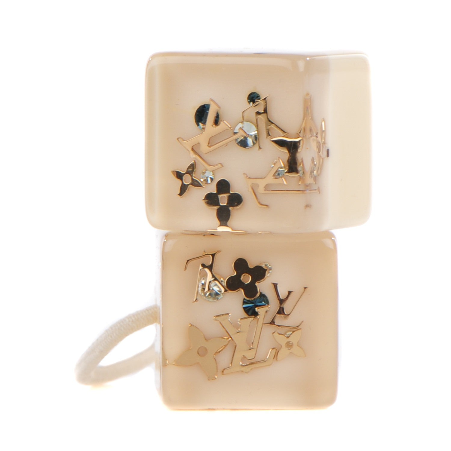 Louis Vuitton Swarovski Crystal Resin Inclusion Hair Cubes Beige 1 of 5