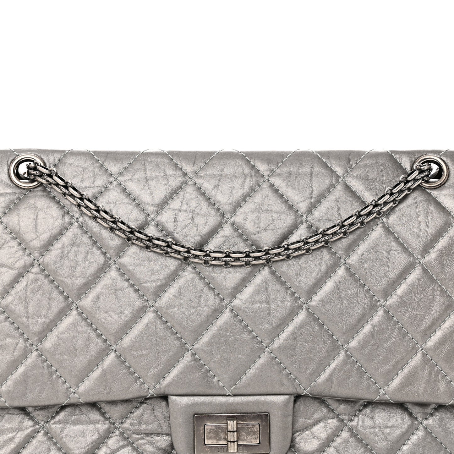 Metallic Aged Calfskin Quilted 2.55 Reissue 227 Flap Grey