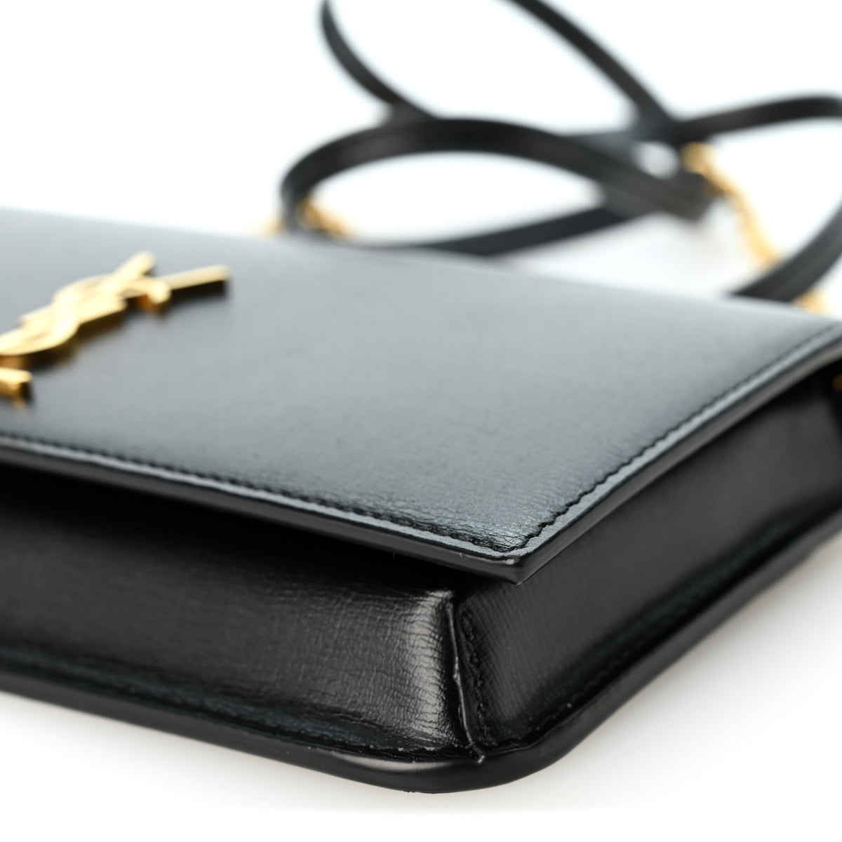 Grained Calfskin Monogram Phone Holder Crossbody Black