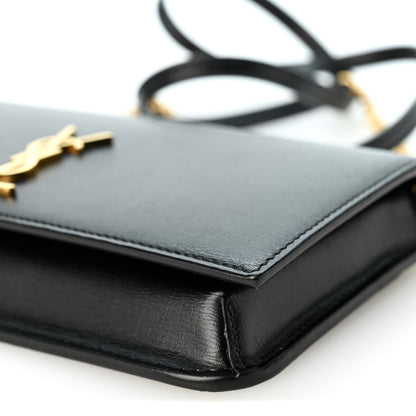 Saint Laurent Grained Calfskin Monogram Phone Holder Crossbody Black 9 of 10