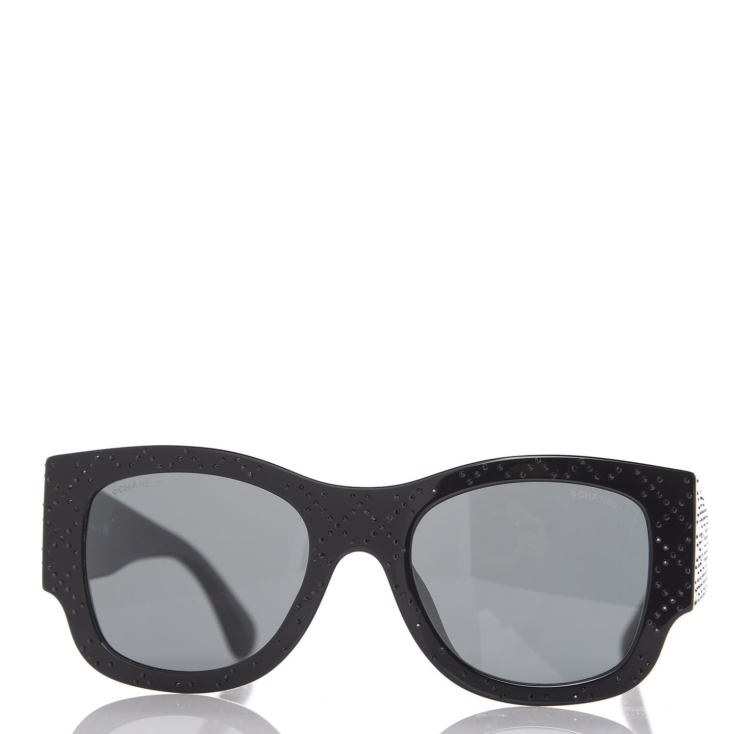 Acetate Strass Rectangle Sunglasses 5421B Black