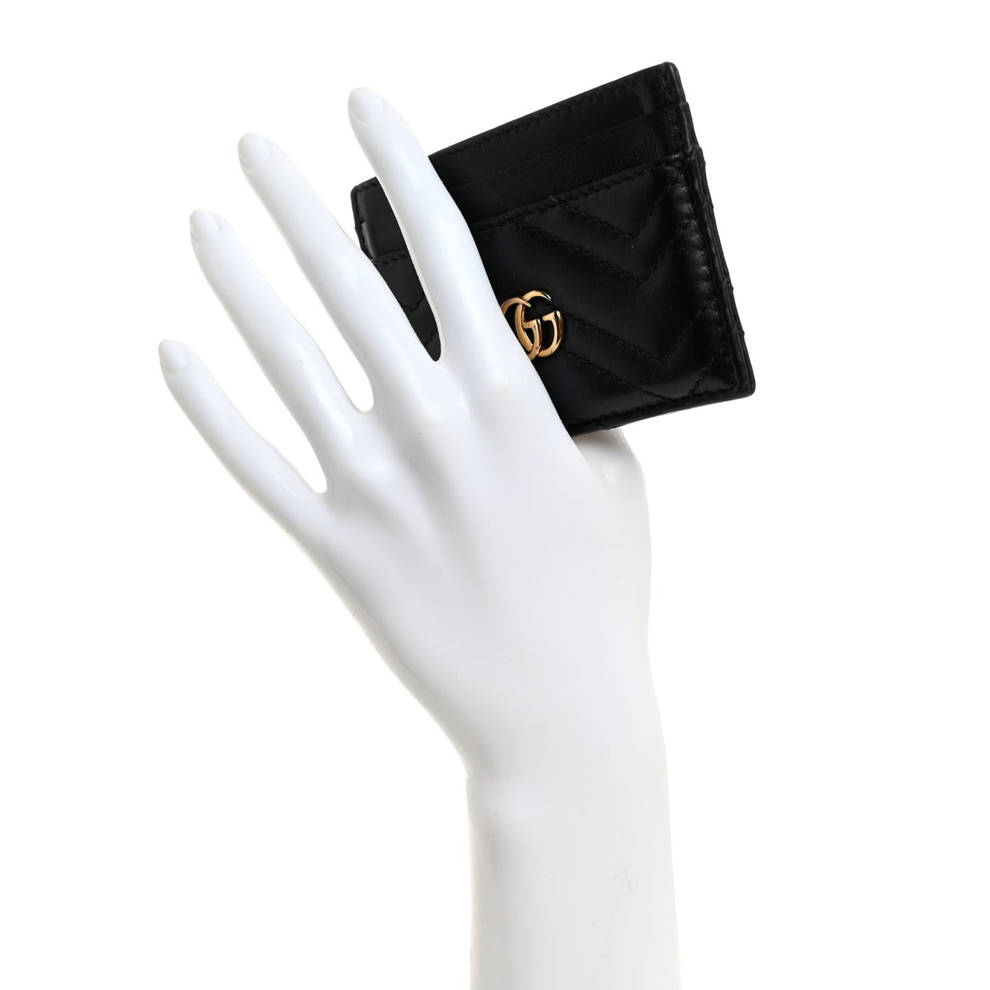 Calfskin Matelasse GG Marmont Card Holder Black