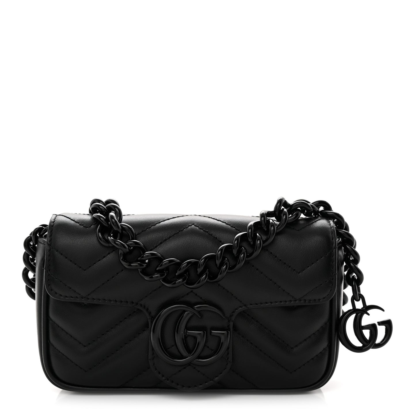 Calfskin Matelasse Monochrome GG Marmont Chain Belt Bag Black