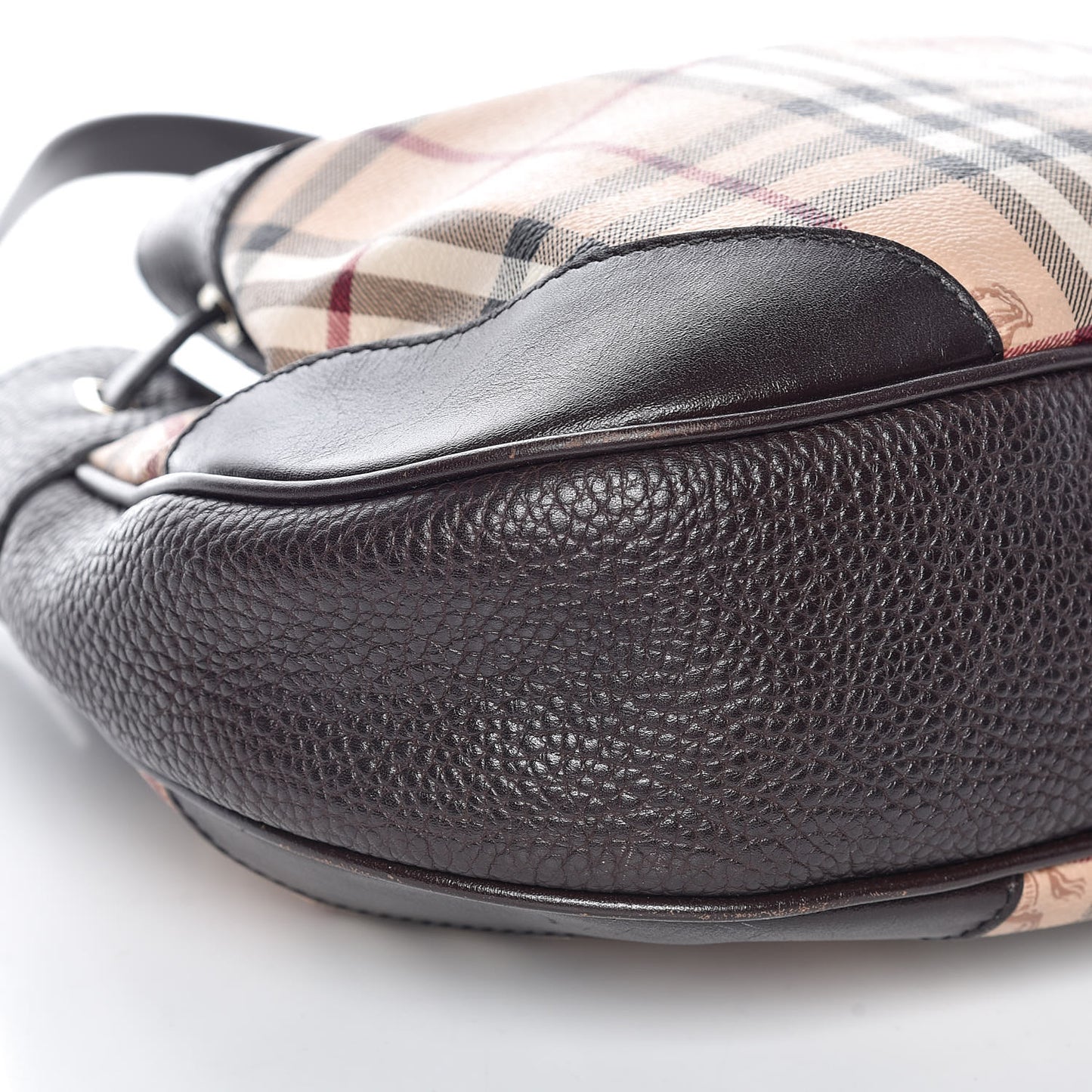 Grained Calfskin Haymarket Check Hobo Dark Brown