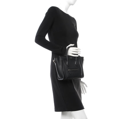 Celine Drummed Calfskin Nano Luggage Black 3 of 8