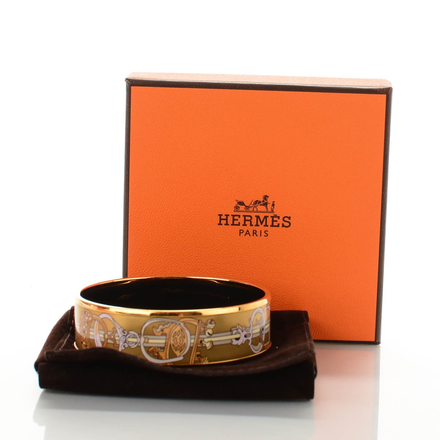 Hermes Enamel Printed Wide Concours D'Etriers Bracelet 5 of 5