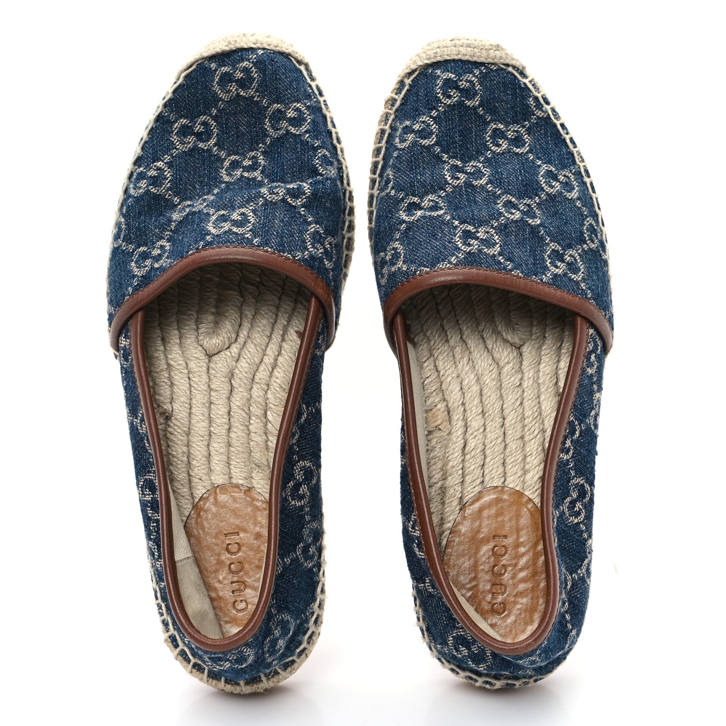 Denim GG Monogram Espadrilles 36 Blue Tea Cuir
