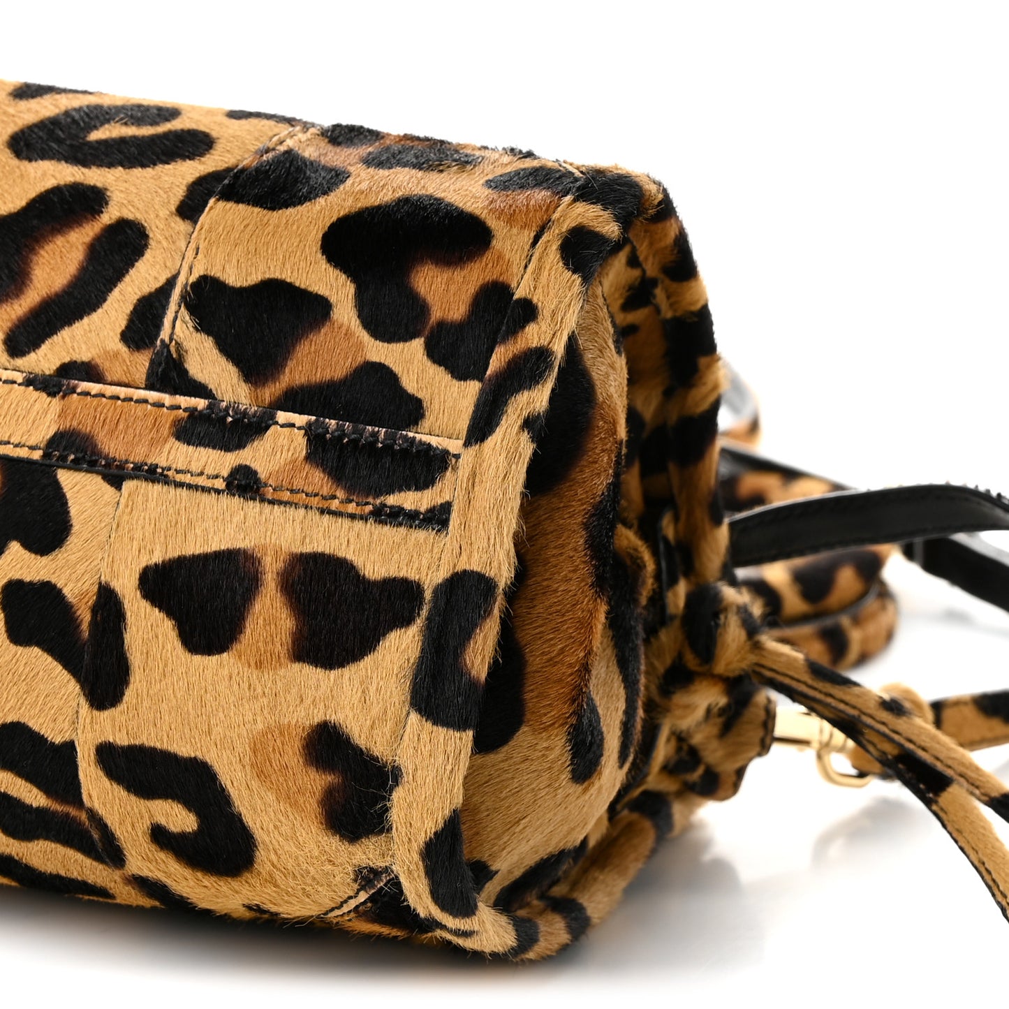 Pony Hair Leopard Print Triangle Medium Bonnie Shoulder Bag Honey