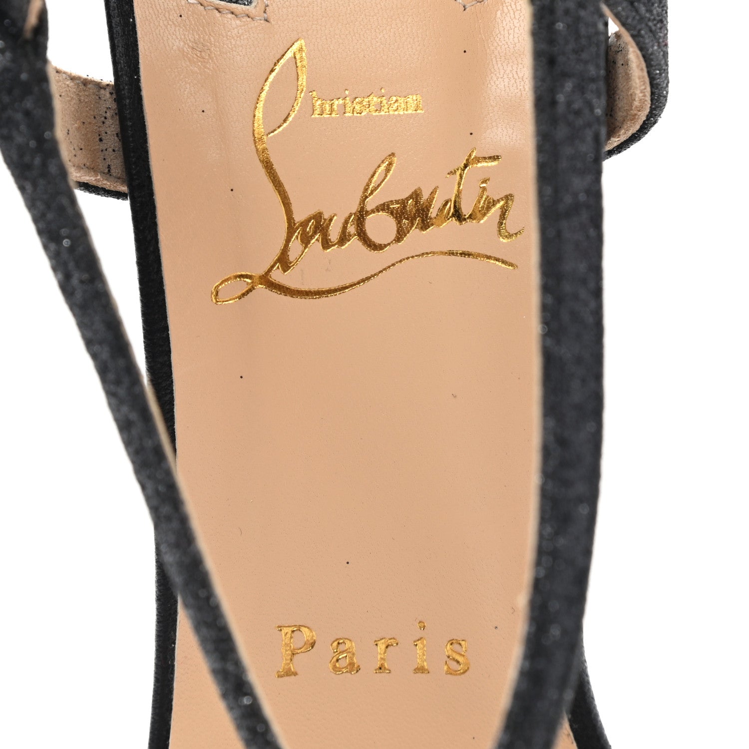 Christian Louboutin Kid Leather Mini Glitter Audrey 100 Sandals 37 Black 7 of 9