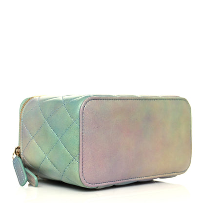 Chanel Lambskin Quilted Ombre Small Top Handle Vanity Case With Chain Blue Green 4 of 17