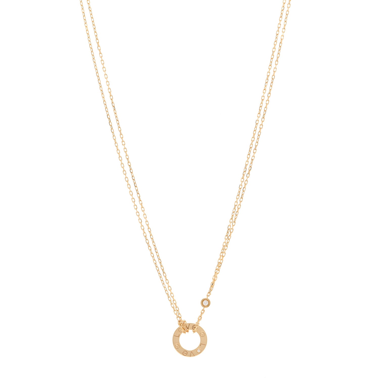 Cartier 18K Yellow Gold 2 Diamond LOVE Necklace 1 of 5