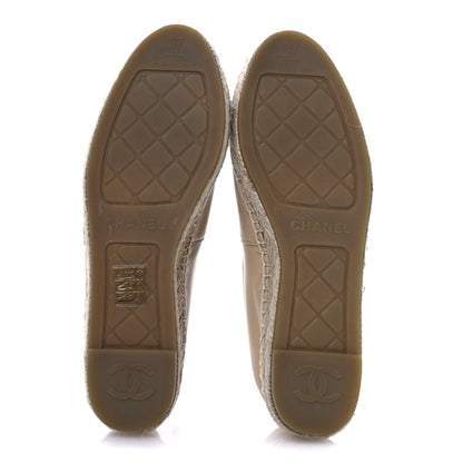 Chanel Lambskin CC Espadrilles 37 Beige Black 6 of 8