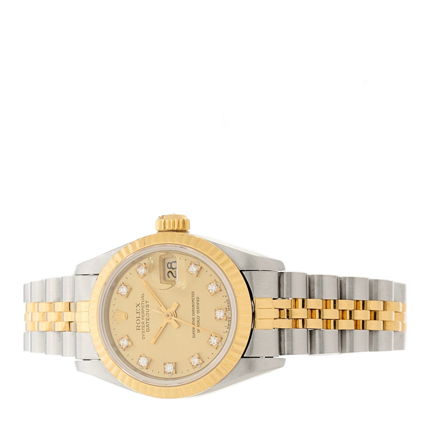 Rolex Stainless Steel 18K Yellow Gold Diamond 26mm Oyster Perpetual Datejust Watch Champagne 69173 2 of 4