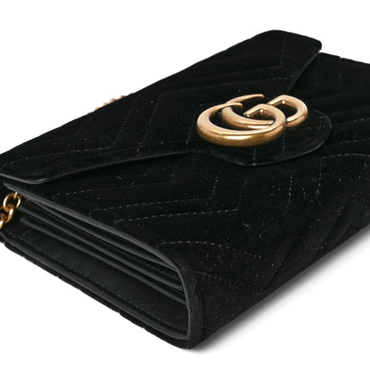 Gucci Velvet Matelasse GG Marmont Chain Wallet Black 10 of 11