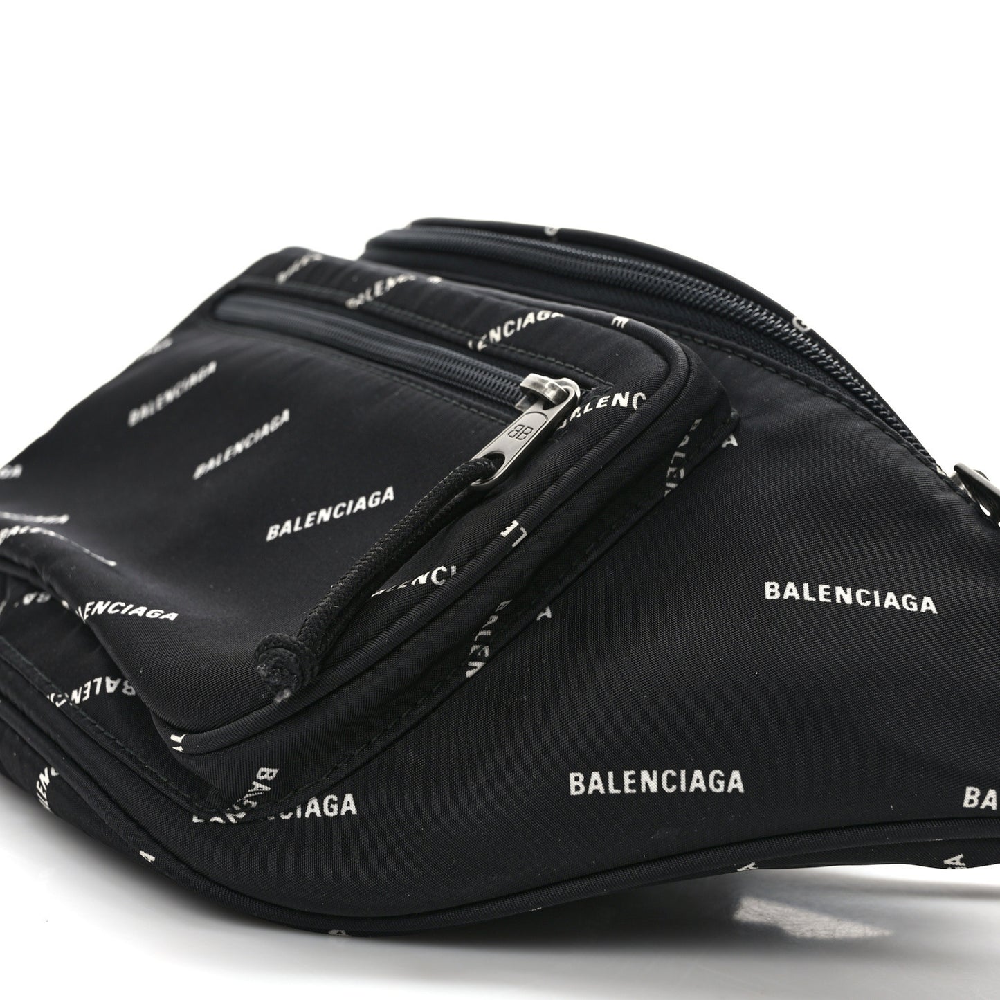 Twill Nylon Allover Logo Explorer Beltpack Black White