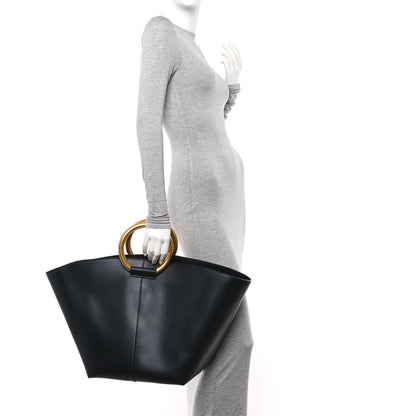 Saint Laurent Smooth Calfskin Maxi Trapezoid Shopping Tote Black 2 of 11