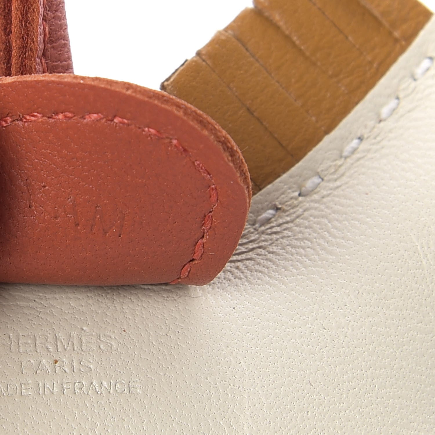 Hermes Milo Lambskin Grigri Rodeo Horse Bag Charm PM Craie Sesame Cornaline 4 of 5