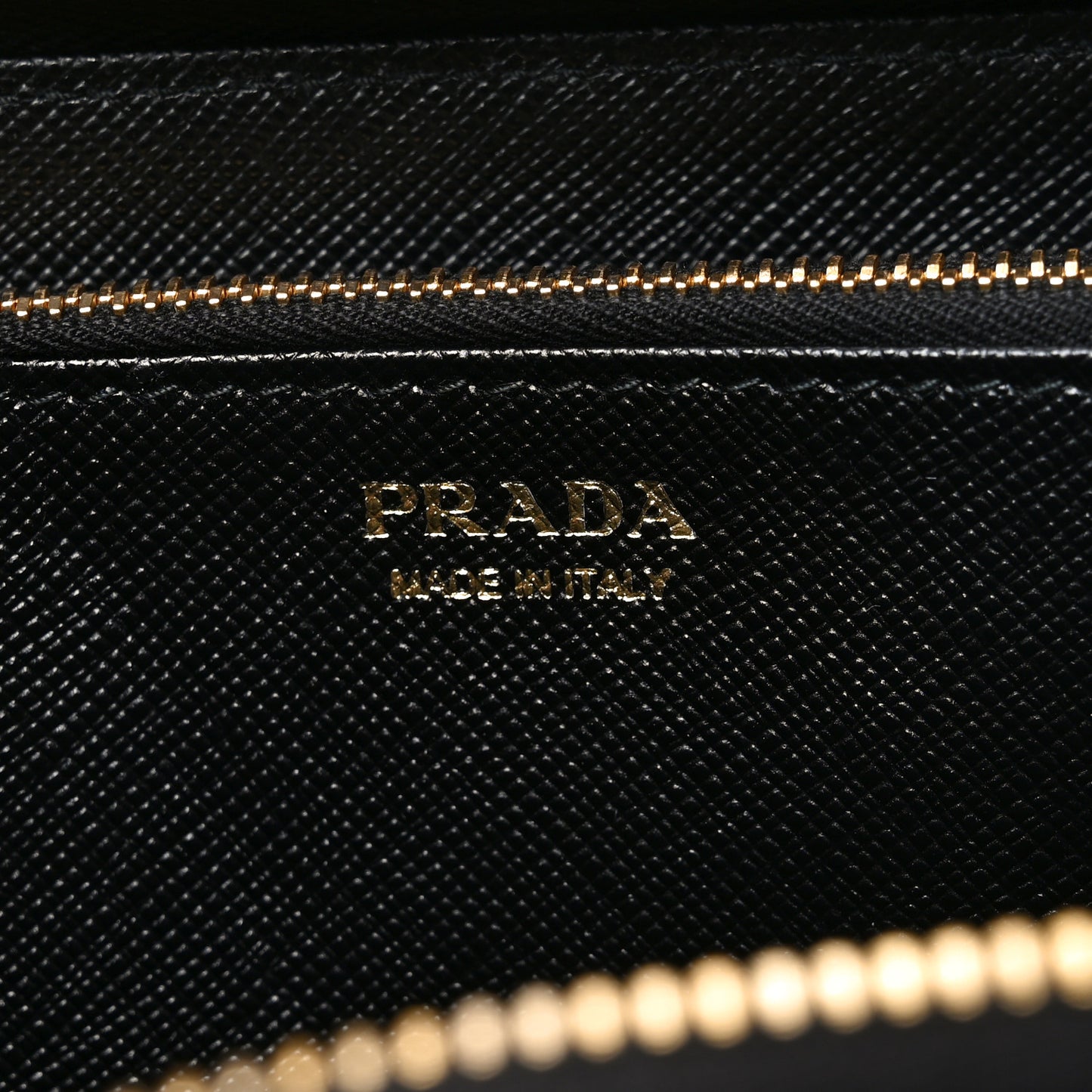 Saffiano Metal Zip Around Wallet Black