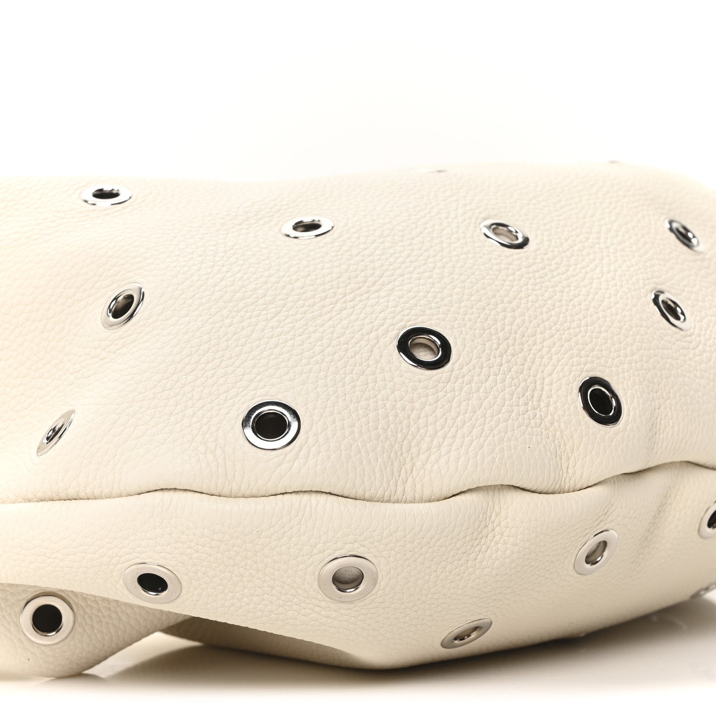 Pebbled Calfskin Grommet Medium Olivia Hobo Dark Ivory