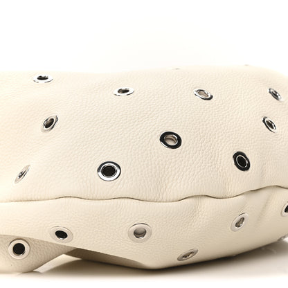 Khaite Pebbled Calfskin Grommet Medium Olivia Hobo Dark Ivory 8 of 9