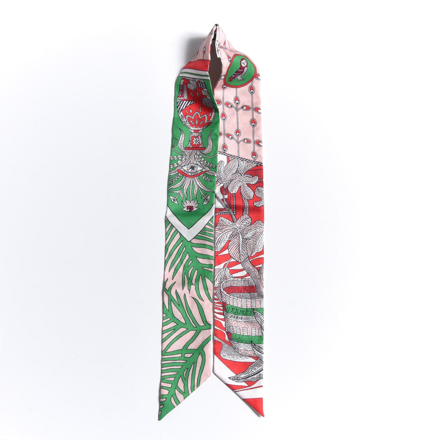 Silk La Danse Des Amazones Twilly Rouge Rose Poudre Vert