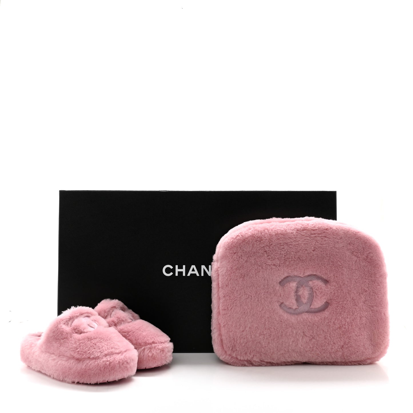 Shearling Lambskin CC Flat Mules 36 Pink