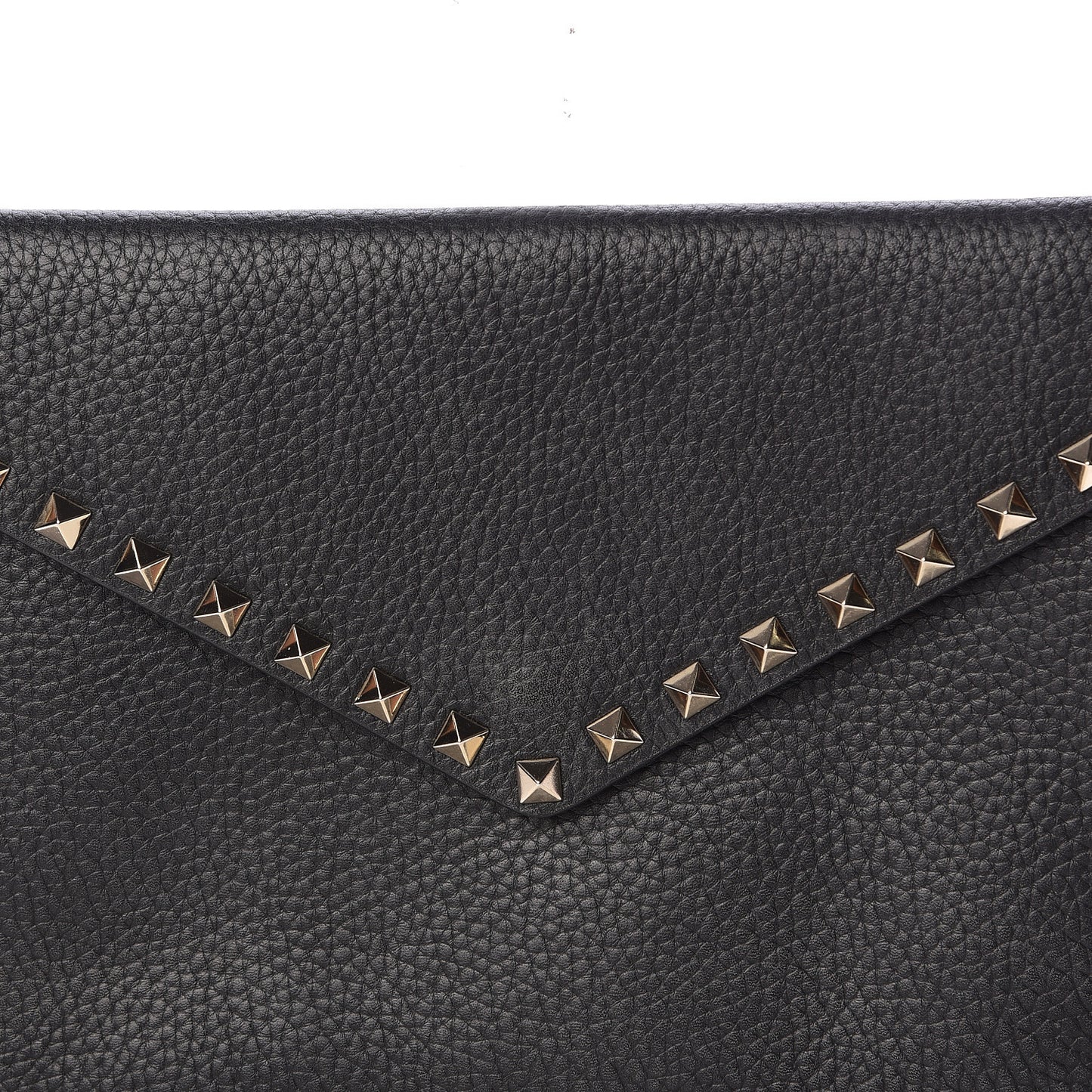 Pebbled Calfskin Large Rockstud Envelope Clutch Black