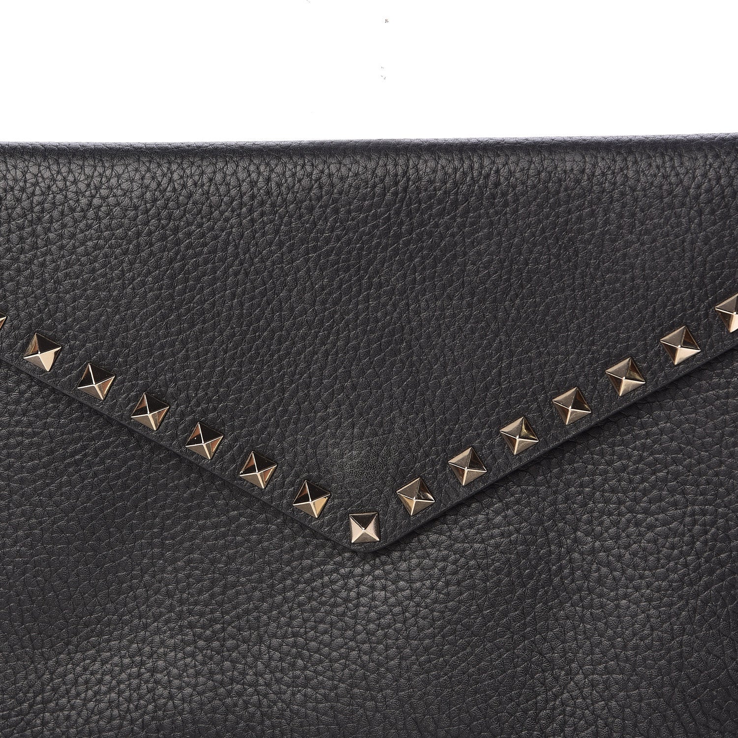 Valentino Garavani Pebbled Calfskin Large Rockstud Envelope Clutch Black 8 of 9
