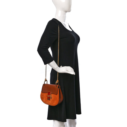 Chloe Suede Smooth Calfskin Drew Shoulder Bag Classic Tobacco 2 of 9