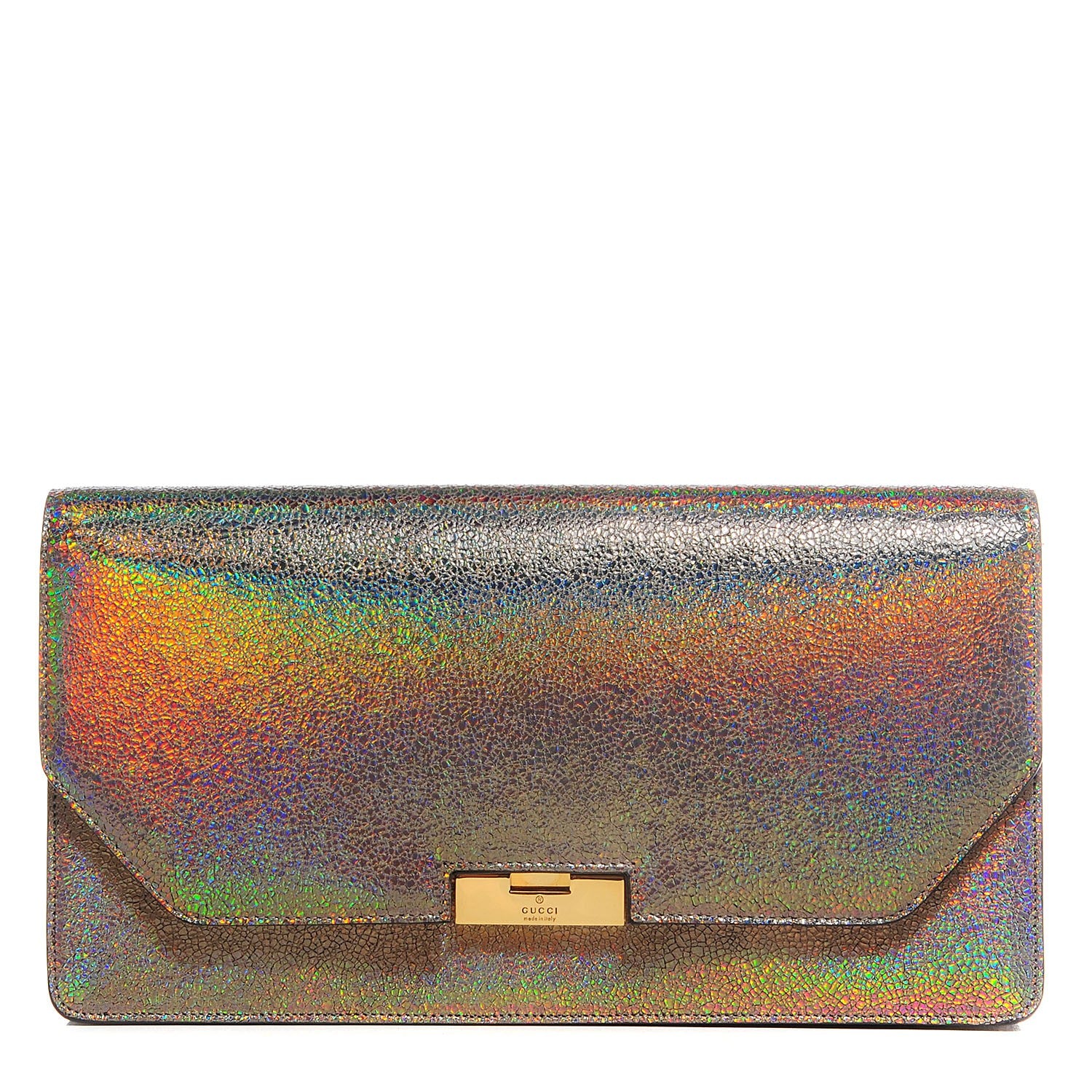 Gucci Metallic Crackled Calfskin 58 Clutch Fawn 1 of 8