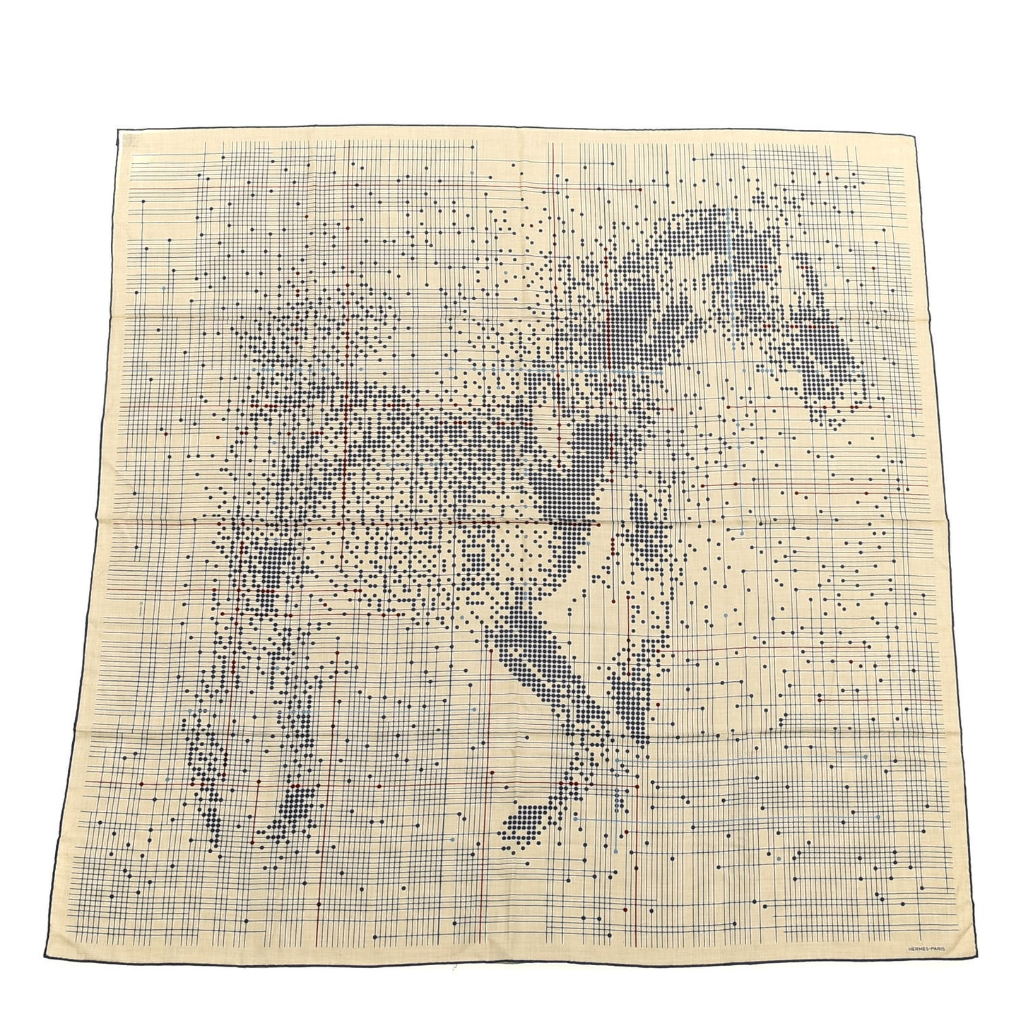 Cashmere Silk Cheval Celeste Shawl 140 Naturel Bleu Marine Bleu Marine Clair