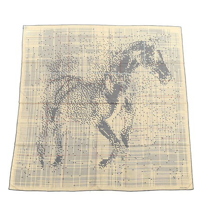 Hermes Cashmere Silk Cheval Celeste Shawl 140 Naturel Bleu Marine Bleu Marine Clair 1 of 3