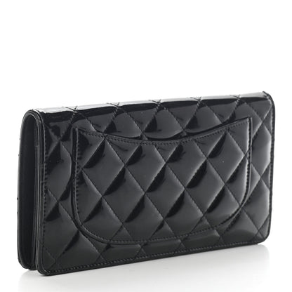 Chanel Patent Calfskin Quilted Yen Wallet Black 3 of 8