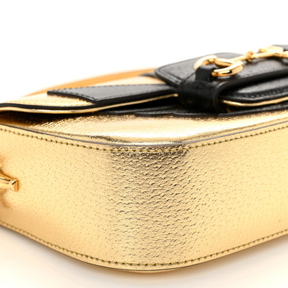 Gucci X ADIDAS Textured Dollar Calfskin Web Trefoil Horsebit 1955 Shoulder Bag King Gold Black 9 of 12