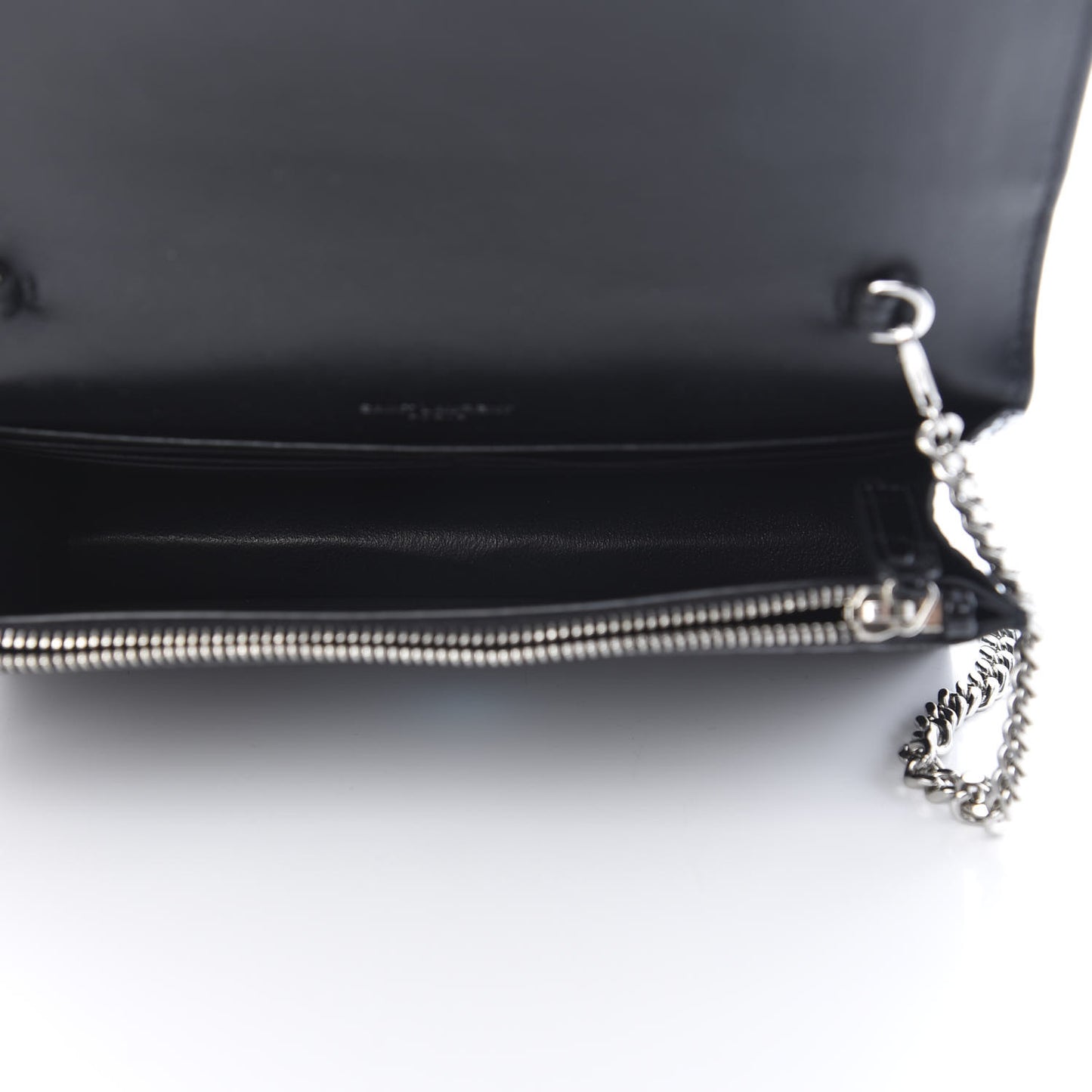 Calfskin Crocodile Embossed Kate Monogram Tassel Chain Wallet Black