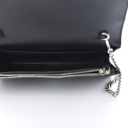 Saint Laurent Calfskin Crocodile Embossed Kate Monogram Tassel Chain Wallet Black 6 of 12