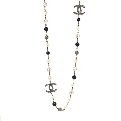 Chanel Ruthenium Pearl Beaded CC Long Necklace Black 1 of 4