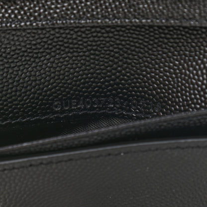 Saint Laurent Grain De Poudre Matelasse Chevron Monogram Compact Zip Around Wallet Black 8 of 8