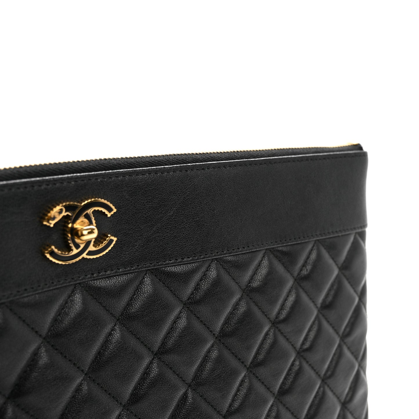 Lambskin Quilted Large Vintage Mademoiselle Cosmetic Case Black