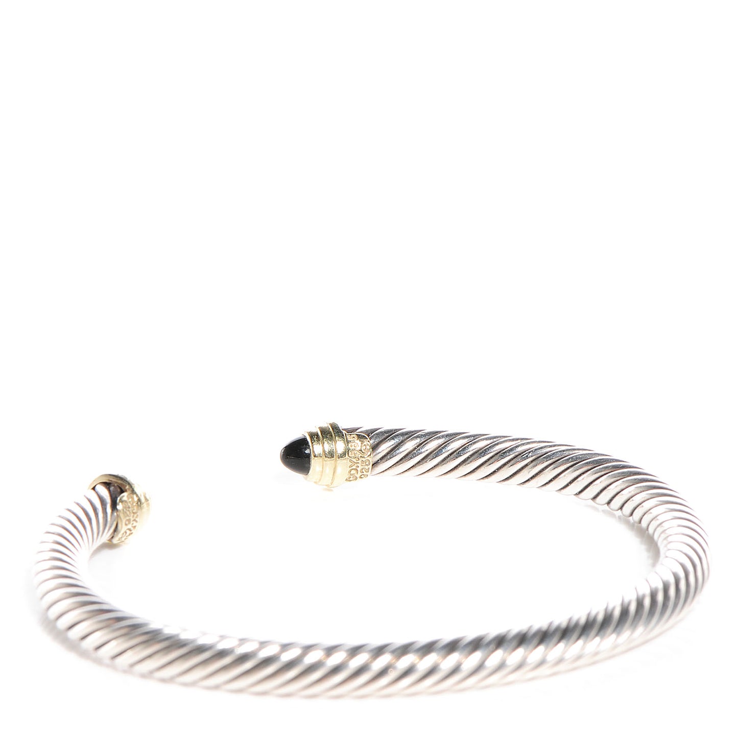 Sterling Silver 14K Yellow Gold Black Onyx 5mm Cable Classics Bracelet