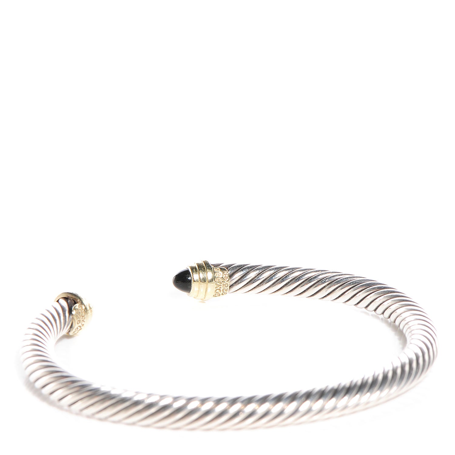 David Yurman Sterling Silver 14K Yellow Gold Black Onyx 5mm Cable Classics Bracelet 4 of 6