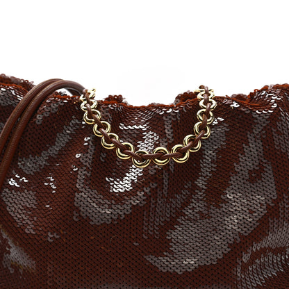 Loewe Sequin Medium Donut Chain Flamenco Knot Clutch Chocolate 8 of 10