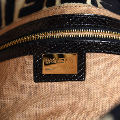 Fendi Fabric Snakeskin FF Baguette Black White 6 of 9