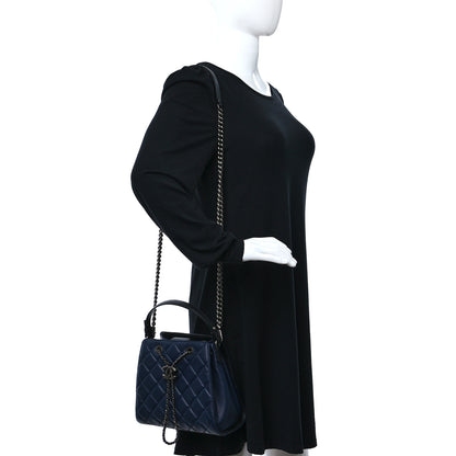 Chanel Caviar Quilted Small CC Bucket Bag Navy 3 of 8