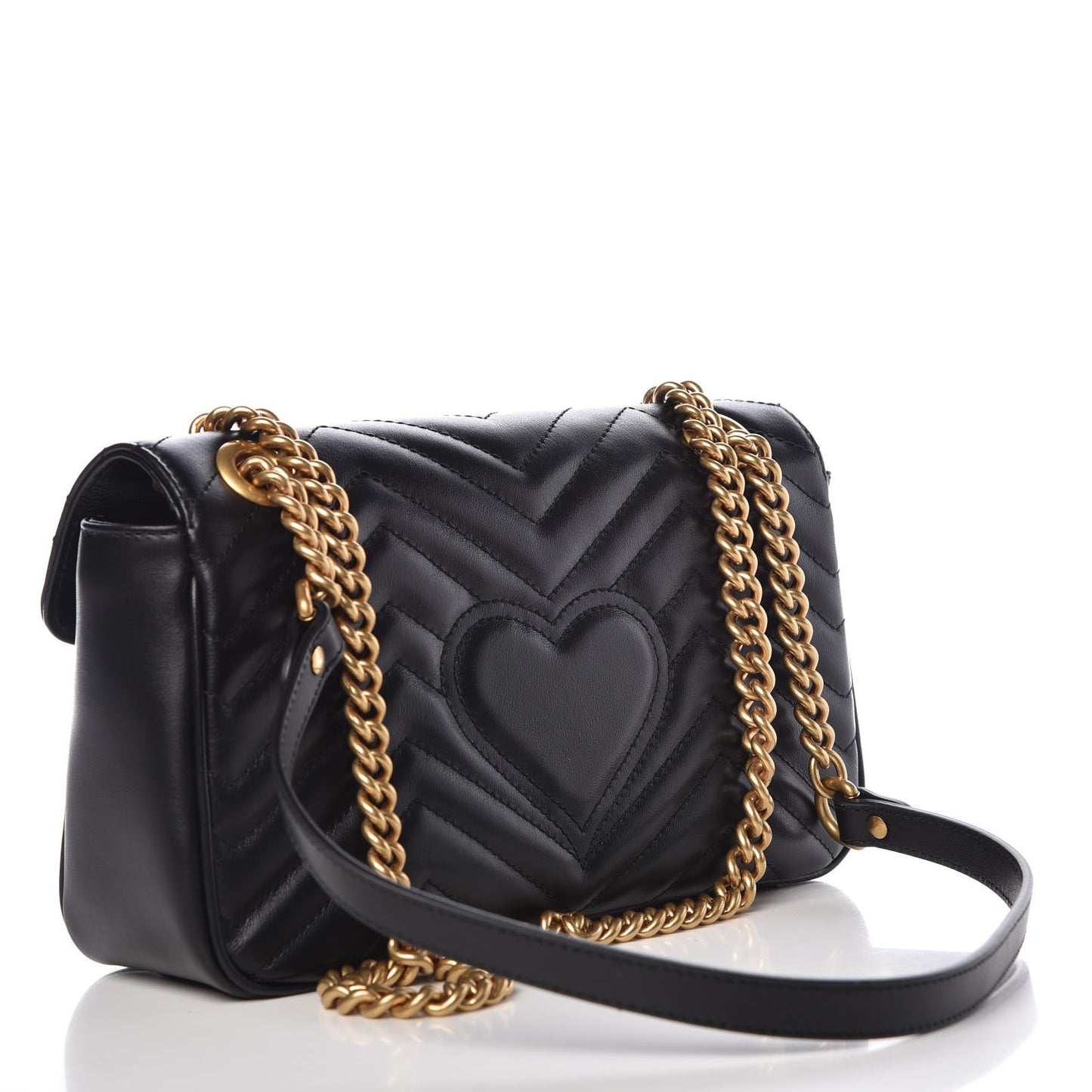 Calfskin Matelasse Small GG Marmont Shoulder Bag Black