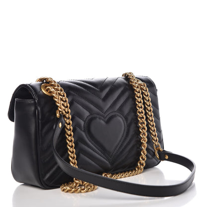 Gucci Calfskin Matelasse Small GG Marmont Shoulder Bag Black 3 of 8