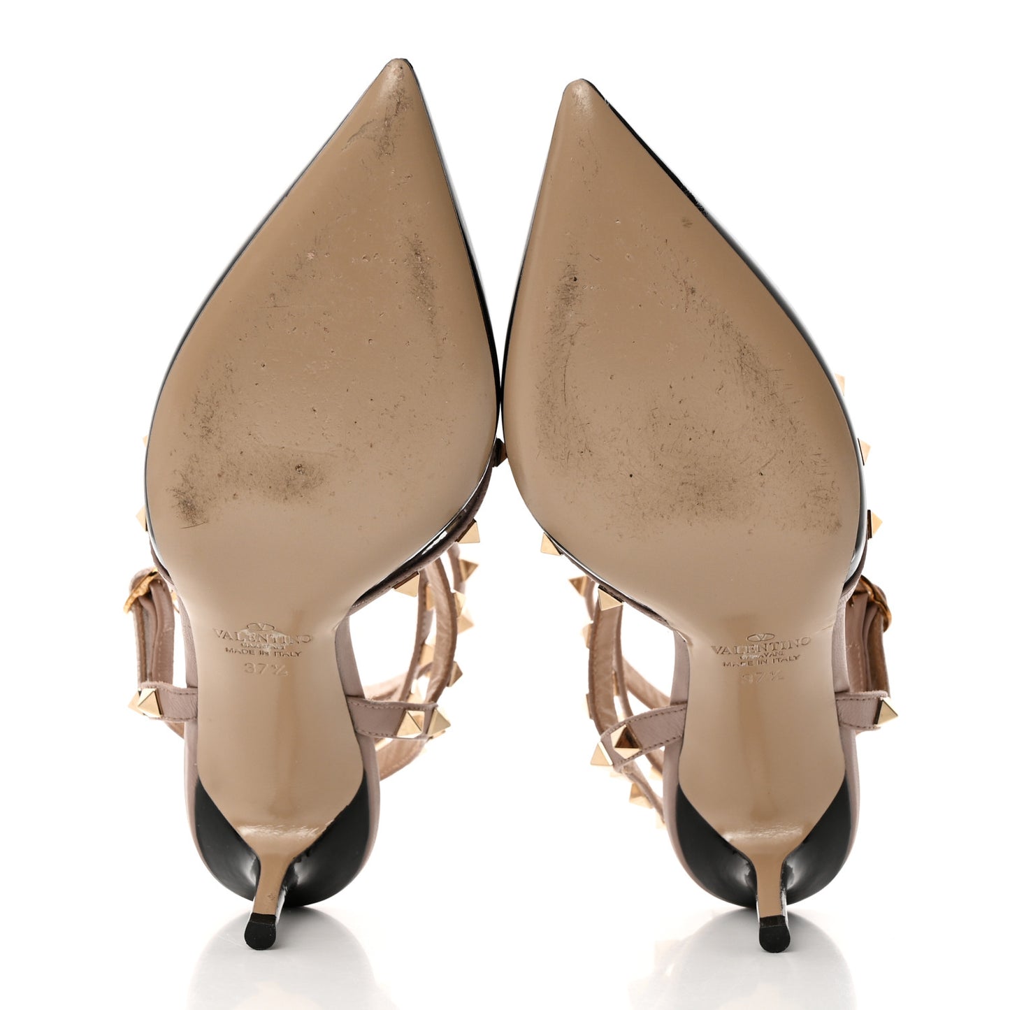 Patent Nappa Rockstud Ankle Strap 65mm Pumps 37.5 Black Poudre