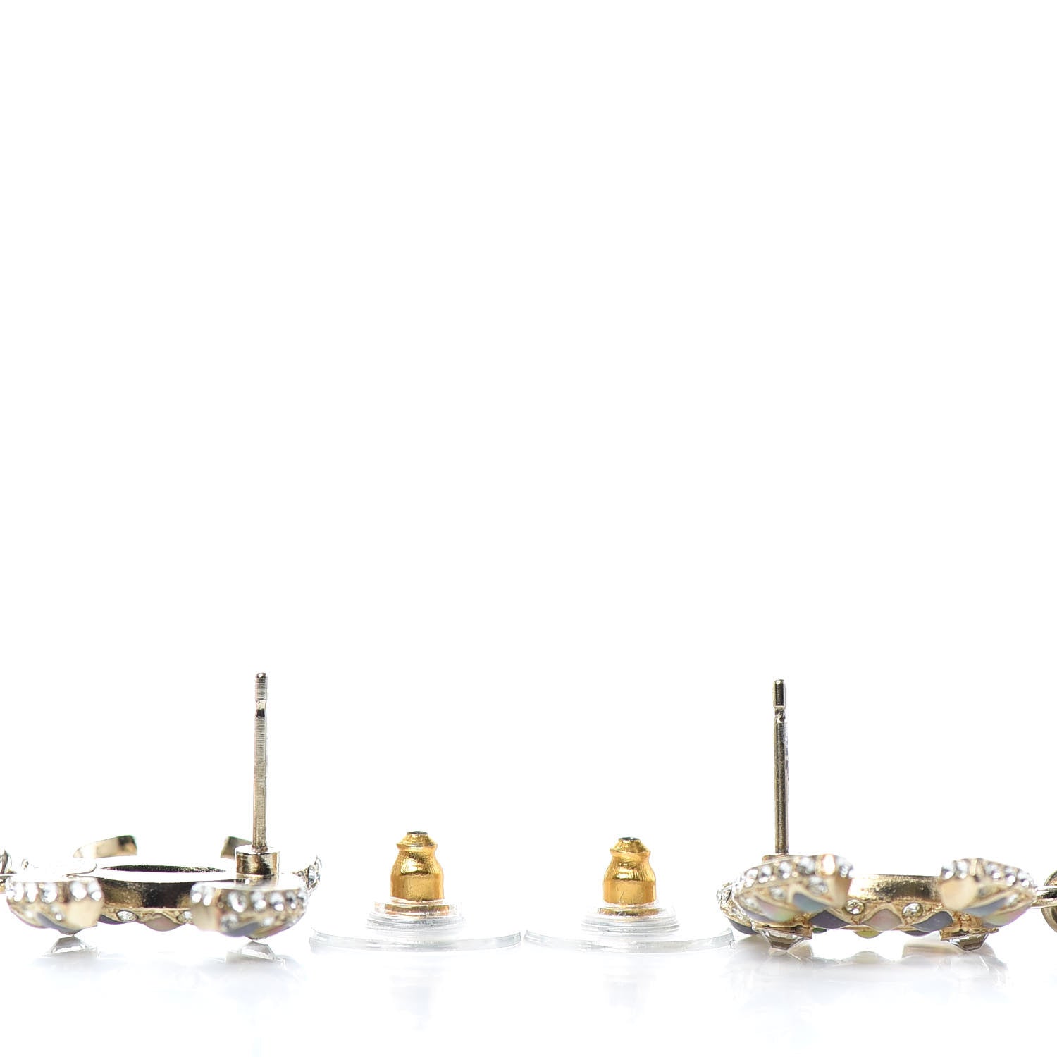 Chanel Pearl Crystal Chain CC Dangle Earrings Gold 3 of 4
