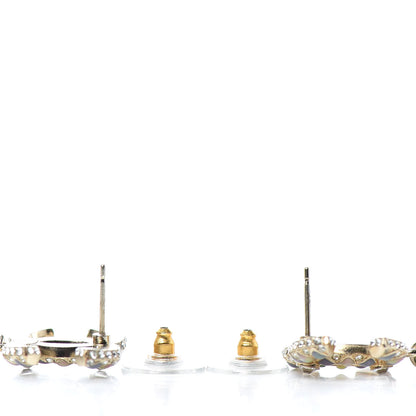 Chanel Pearl Crystal Chain CC Dangle Earrings Gold 3 of 4