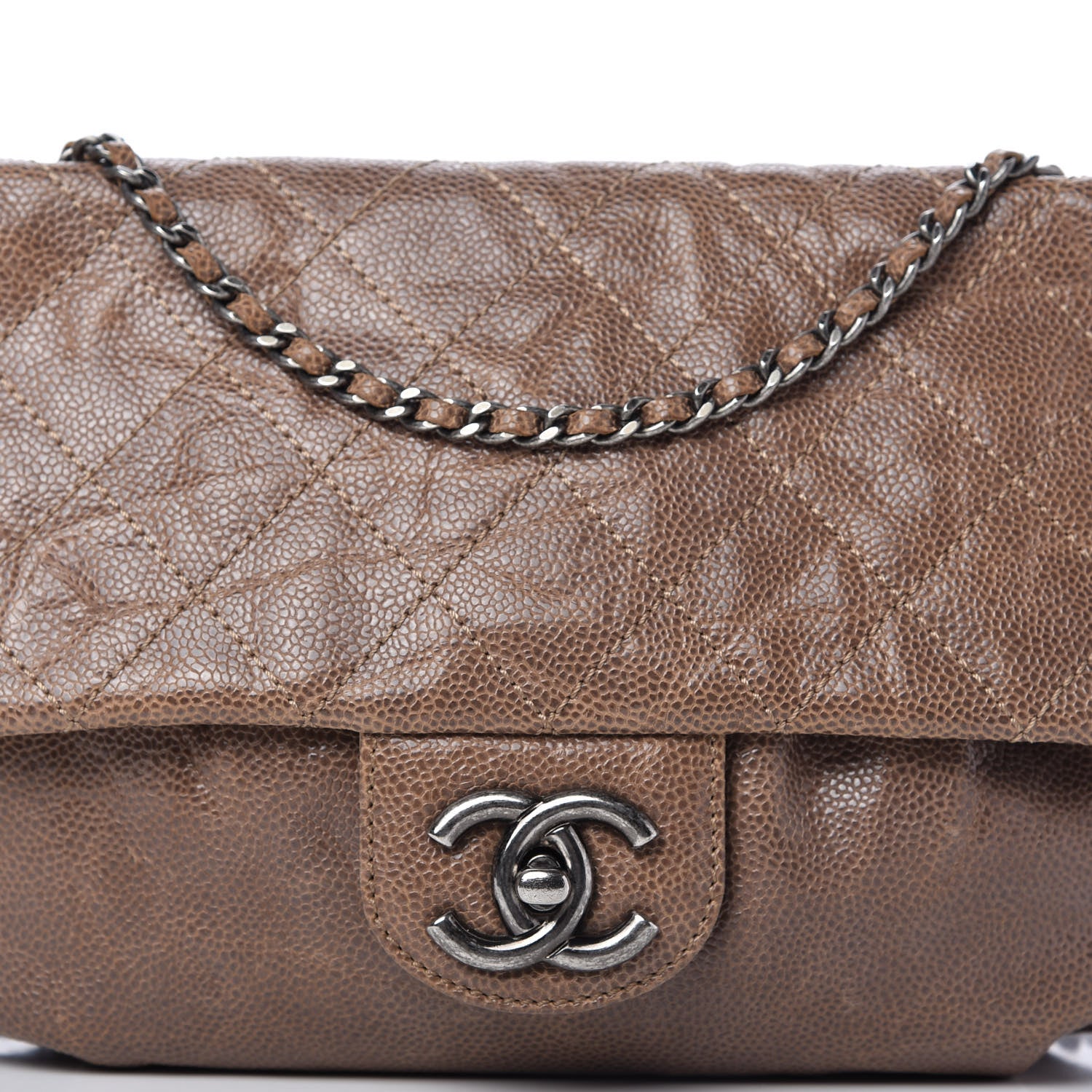 Chanel Caviar Quilted Medium Elastic Flap Brown 10 of 10